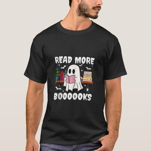 Booooks Ghost Halloween Lesen Sie mehr Bücher Nied T-Shirt (Vorderseite)
