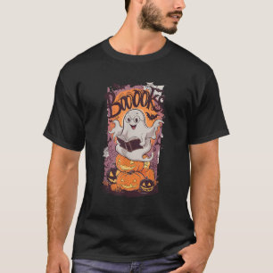 Booooks Ghost Reading Books Halloween Teacher Libr T-Shirt