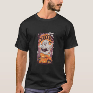 Booooks Ghost Reading Books Halloween Teacher Libr T-Shirt