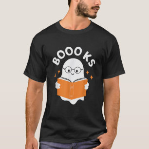 Booooks Ghost Reading Books Halloween Teacher Libr T-Shirt
