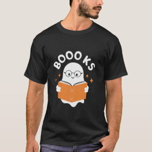 Booooks Ghost Reading Books Halloween Teacher Libr T-Shirt