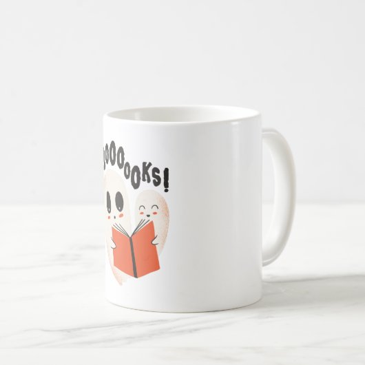 Booooks Ghost Reading Halloween Kaffeetasse (VorderseiteRechts)