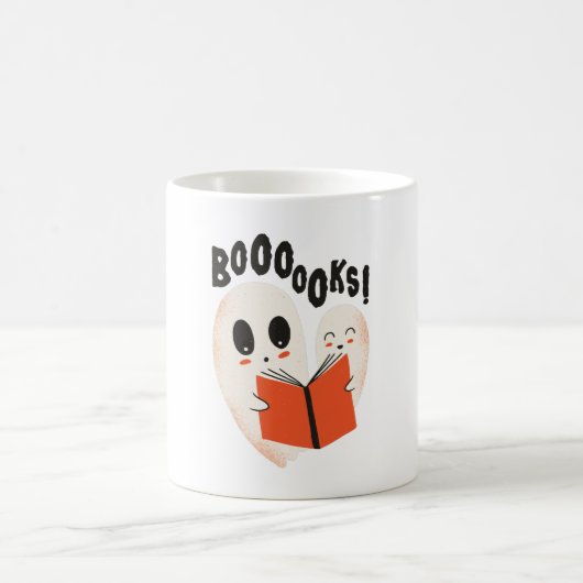 Booooks Ghost Reading Halloween Kaffeetasse (Mittel)