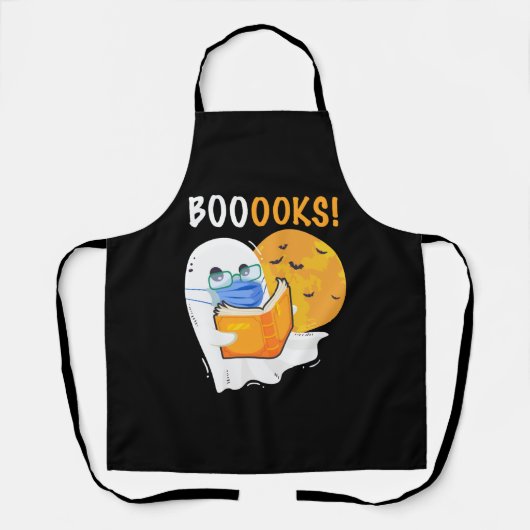 Booooks Halloween Ghost reading books and wearing Schürze (Vorderseite)
