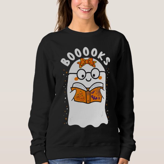 Booooks  Süße Geist Bücherei Bücher Lesen Hallowee Sweatshirt (Vorderseite)