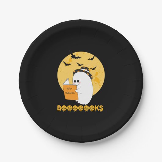 Boooooks Shirt Boo Read Books Halloween Pappteller (Vorderseite)