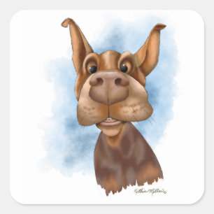 Boop der Snoot Doberman Cartoon Quadratischer Aufkleber