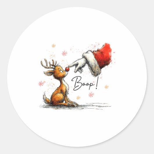 Boop Funny Santa Farmer Reindeer Cute Christmas Ho Runder Aufkleber (Vorderseite)
