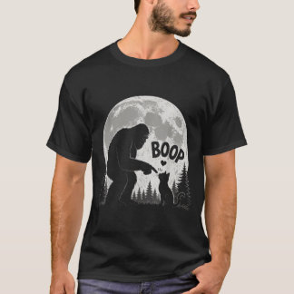 Boop Lustiger Bigfoot und Katze Mond Design T-Shirt