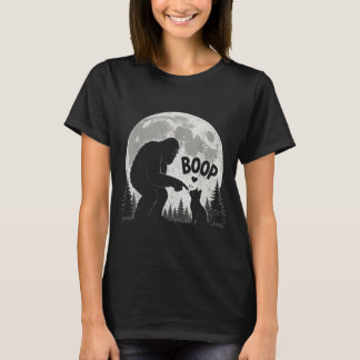 Boop Lustiger Bigfoot und Katze Mond Design T-Shirt