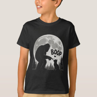 Boop Lustiger Bigfoot und Katze Mond Design T-Shirt
