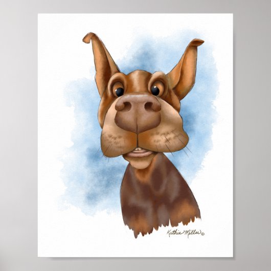 Boop the Snoot Dobermann Cartoon Poster (Vorne)