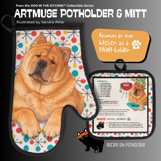 BOOPS RUB smooth chow Oven Mitt and Pot Holders Ofenhandschuh & Topflappen-Set