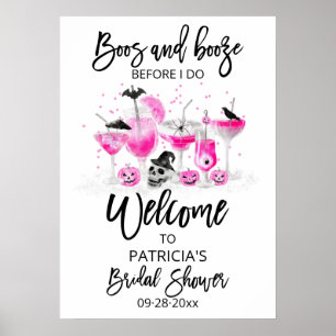 Boos And Booze  Brautparty Willkommensschild Poster