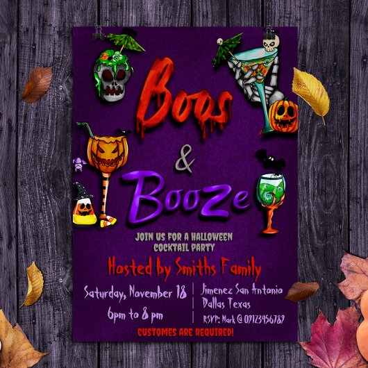 Boos and Booze - Halloween Cocktail Party Einladung