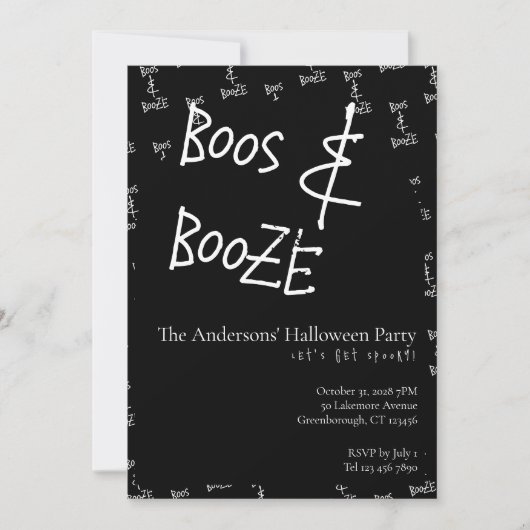 Boos and Booze Halloween Party Einladung (Vorderseite)