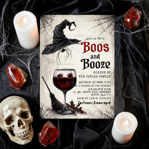 Boos and Booze Halloween-Party-Einladung Hexe Einladung