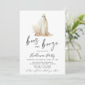 Boos and Booze Halloween Party Invitation Ghost Einladung (Stehend Vorderseite)