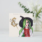 Boos and Booze Halloween Witch Party Invitation Einladung (Stehend Vorderseite)