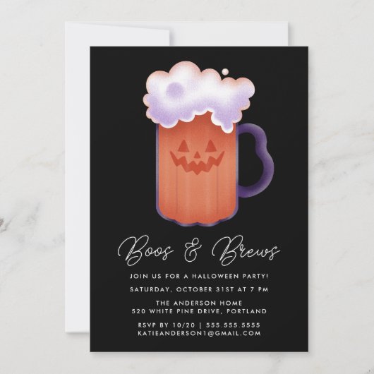 Boos and Brews Pumpkin Beer Halloween Party Einladung (Vorderseite)