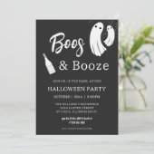 Boos & Booze Adult Halloween Chic Black Einladung (Stehend Vorderseite)