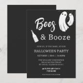 Boos & Booze Adult Halloween Chic Black Einladung (Vorne/Hinten)