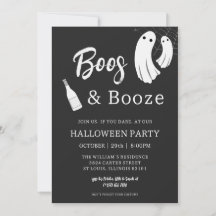 Boos & Booze Adult Halloween Chic Black Einladung