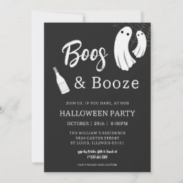 Boos & Booze Adult Halloween Chic Black Einladung