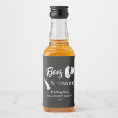 Boos & Booze Adult Halloween Chic Black Einladung Alkoholflaschenetikett (Vorderseite)
