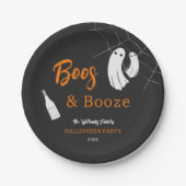 Boos & Booze Adult Halloween Chic Black Einladung Pappteller (Vorderseite)