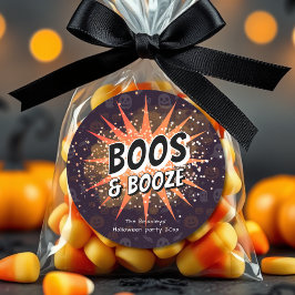 Boos & Booze Adult Halloween Gefallen Runder Aufkleber