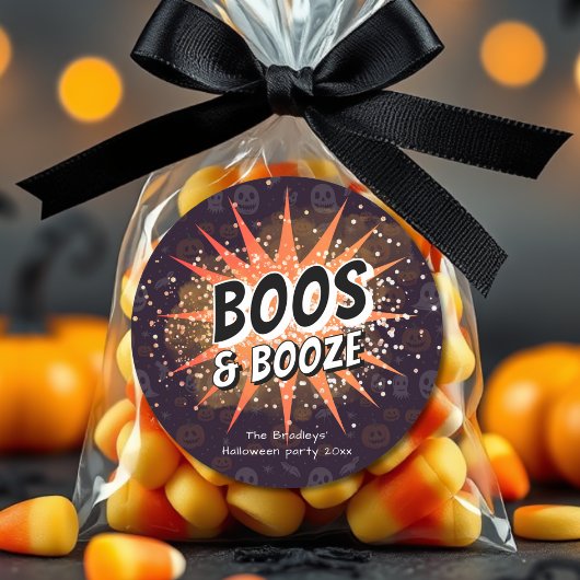 Boos & Booze Adult Halloween Gefallen Runder Aufkleber