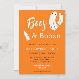 Boos & Booze Adult Halloween Orange Einladung