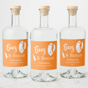 Boos & Booze Adult Halloween Orange Einladung Alkoholflaschenetikett