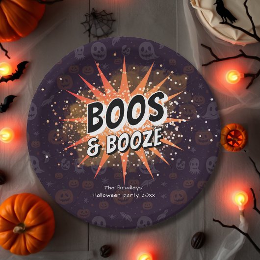 Boos & Booze Adult Halloween-Party Papierplatte Pappteller