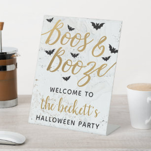 Boos & Booze Adult Halloween-Party Willkommen Sockelschild