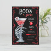 Boos & Booze Adult Spooky Halloween-Party Einladung (Stehend Vorderseite)