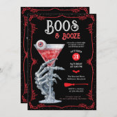 Boos & Booze Adult Spooky Halloween-Party Einladung (Vorne/Hinten)