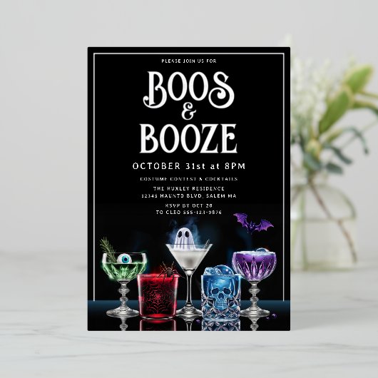 Boos & Booze Extravagant Cocktail Custom Foil Einl Folieneinladung (Stehend vorne)