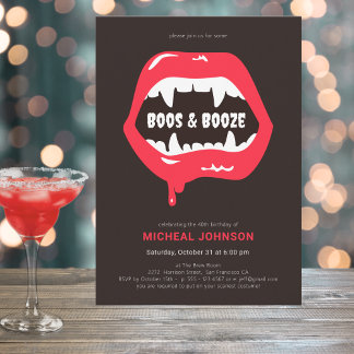 Boos & Booze Fun Halloween 40. Geburtstag Party Einladung