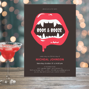 Boos & Booze Fun Halloween Geburtstagsparty Einladung