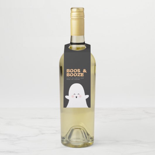 Boos & Booze Halloween Niedlicher Ghost-Flaschenta Flaschenanhänger (Auf Flasche)