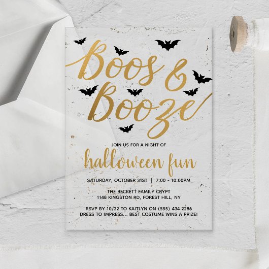 Boos & Booze Halloween-Party Acryleinladungen