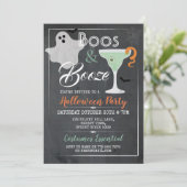 Boos & Booze Halloween-Party Cocktail Spooky Ghost Einladung (Stehend Vorderseite)