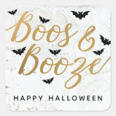 Boos & Booze Halloween-Party Quadratischer Aufkleber (Vorderseite)