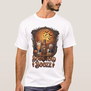 Boos Booze Halloween-Totenkopf-Flasche Bier Wein F T-Shirt