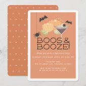 Boos & Booze Pumpkin Halloween-Party Einladung (Vorne/Hinten)