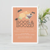 Boos & Booze Pumpkin Halloween-Party Einladung (Stehend Vorderseite)