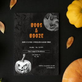 Boos & Booze Spooky Erwachsene Halloween-Party Einladung