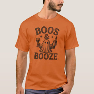 Boos & Booze Vintage-Geist Halloween T-Shirt